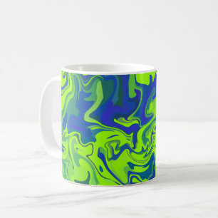 Vibrant Abstract Swirls in Green and Blue  Coffee Mug