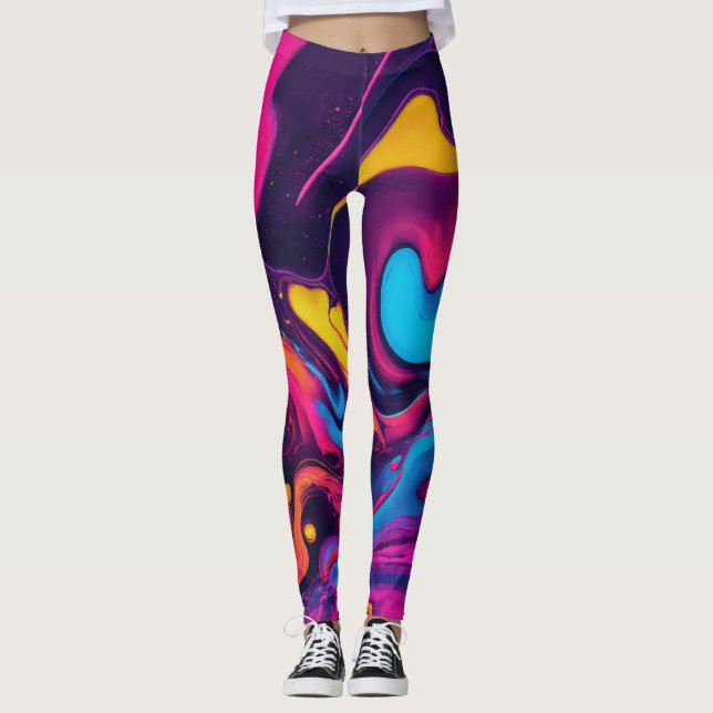 "Vibrant Abstract Swirls" Leggings (Front)