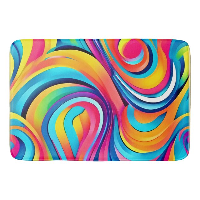 Vibrant Abstract Swirls of Colour Bath Mat (Front)