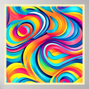 Vibrant Abstract Swirls of Colour Poster