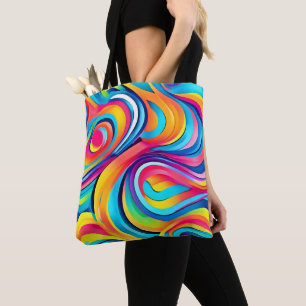 Vibrant Abstract Swirls of Colour Tote Bag