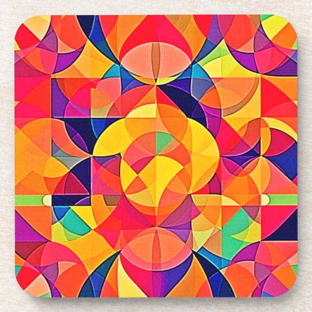 Vibrant Abstract Symmetry Art Coaster (Front)