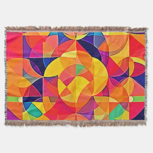 Vibrant Abstract Symmetry Art Throw Blanket