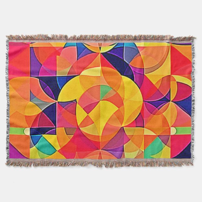 Vibrant Abstract Symmetry Art Throw Blanket (Front)