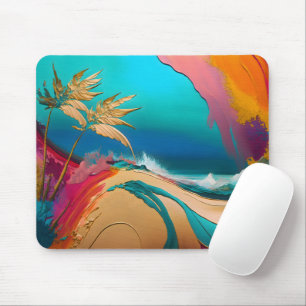 Vibrant Abstract Tropical Beach Scene Mouse Pad