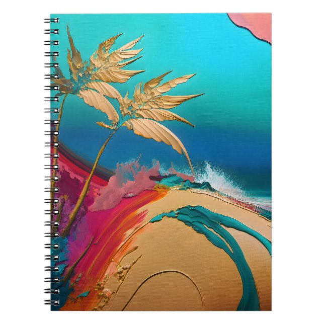 Vibrant Abstract Tropical Beach Scene Notebook (Front)