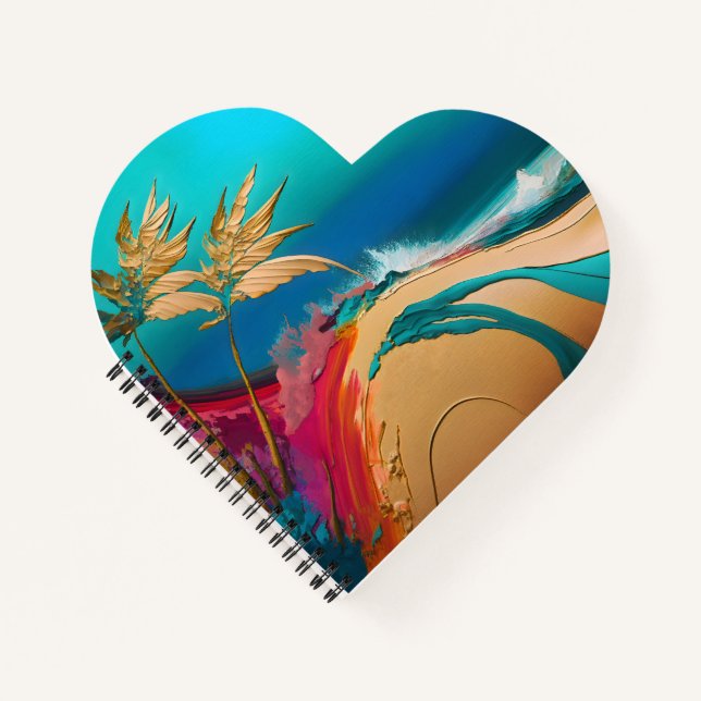 Vibrant Abstract Tropical Beach Scene Notebook (Front)