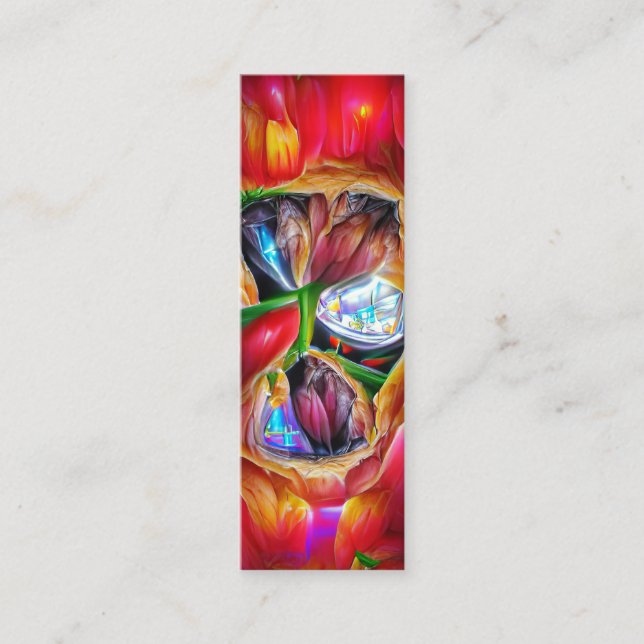 Vibrant Abstract Tulip Reflections Bookmark  Mini Business Card (Front)