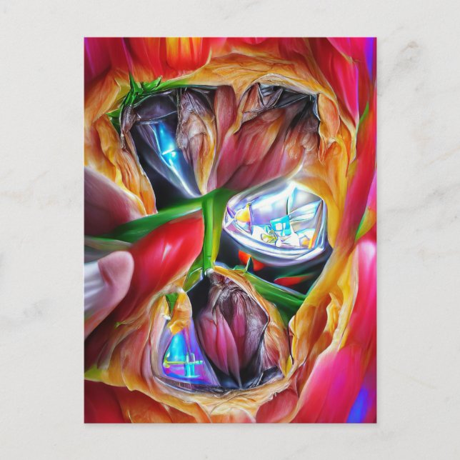 Vibrant Abstract Tulip Reflections Postcard (Front)