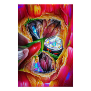 Vibrant Abstract Tulip Reflections Poster