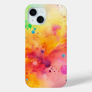 Vibrant Abstract Watercolor Splatter Pattern iPhone 15 Case