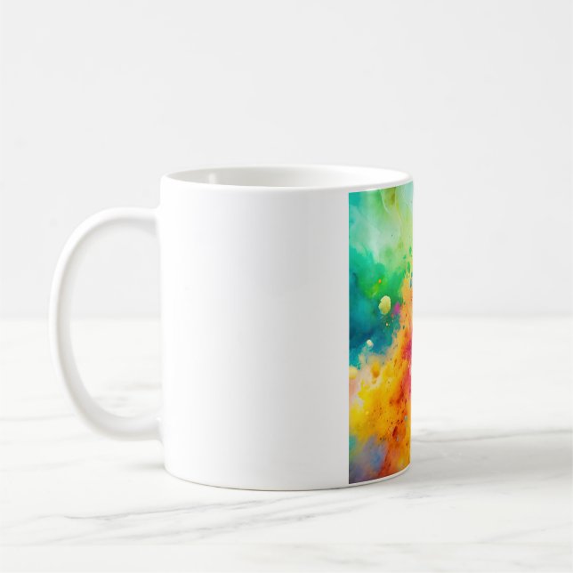 Vibrant Abstract Watercolor Splatter Pattern Coffee Mug (Left)