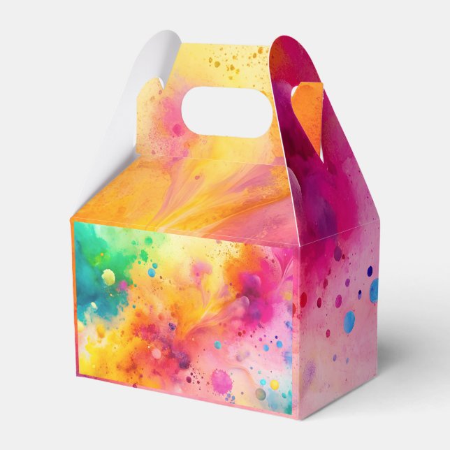 Vibrant Abstract Watercolor Splatter Pattern Favour Box (Front Side)