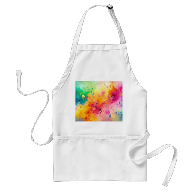 Vibrant Abstract Watercolor Splatter Pattern Standard Apron (Front)