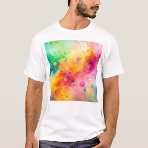 Vibrant Abstract Watercolor Splatter Pattern T-Shirt