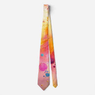 Vibrant Abstract Watercolor Splatter Pattern Tie