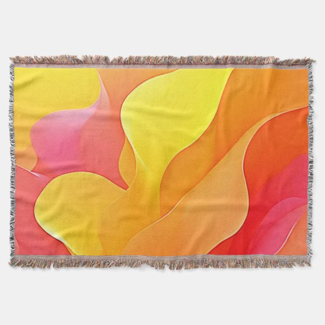 Vibrant Abstract Wave of Warmth Design Throw Blanket (Front)