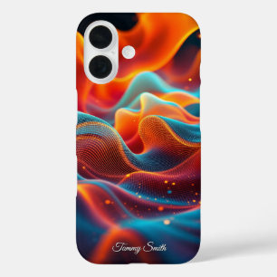 Vibrant Abstract Waves – Futuristic Art iPhone 16 Case