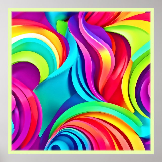 Vibrant Abstract Waves in Dynamic Colour Poster (Front)