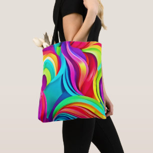 Vibrant Abstract Waves in Dynamic Colour Tote Bag