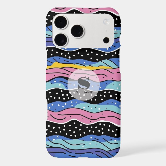 Vibrant Abstract Wavy Lines with Polka Dots (Back)