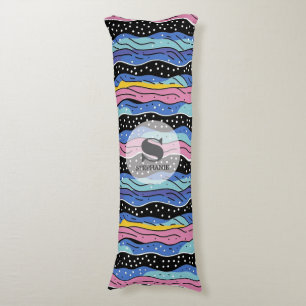 Vibrant Abstract Wavy Lines with Polka Dots Body Cushion