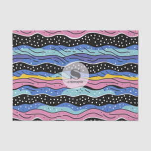 Vibrant Abstract Wavy Lines with Polka Dots Tissue Paper