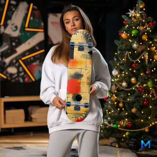 Vibrant Abstract Yellow and Red Skateboard Design