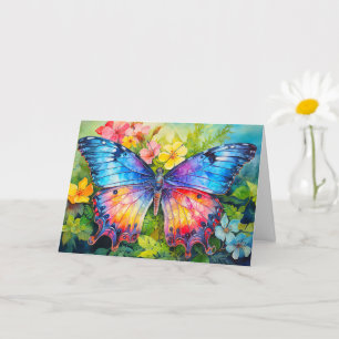Vibrant Adorable Butterfly Art Happy Birthday Card