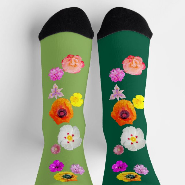 Vibrant Aerial Floral Design Socks (Top)