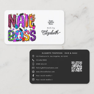 Vibrant African American Nail Boss Branding Business Card