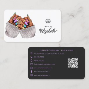 Vibrant African American Nail Salon Business Card