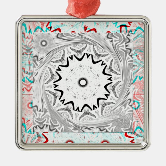 Vibrant African Culture: A Pink and Cyan Fusion Metal Ornament (Front)