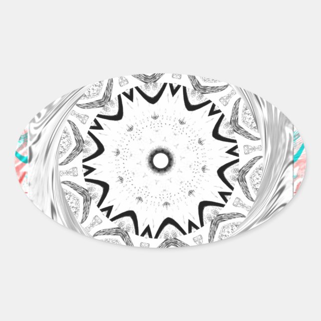 Vibrant African Culture: A Pink and Cyan Fusion Oval Sticker (Front)