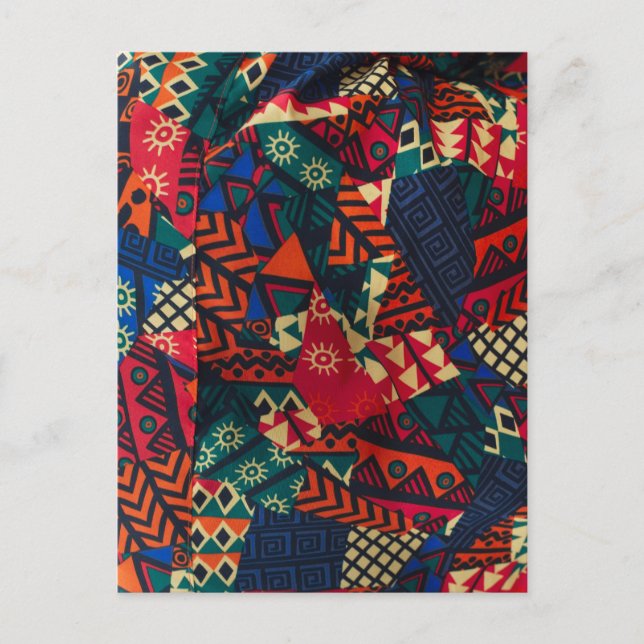 Vibrant African Geometric Tribal Abstract Pattern  Postcard (Front)