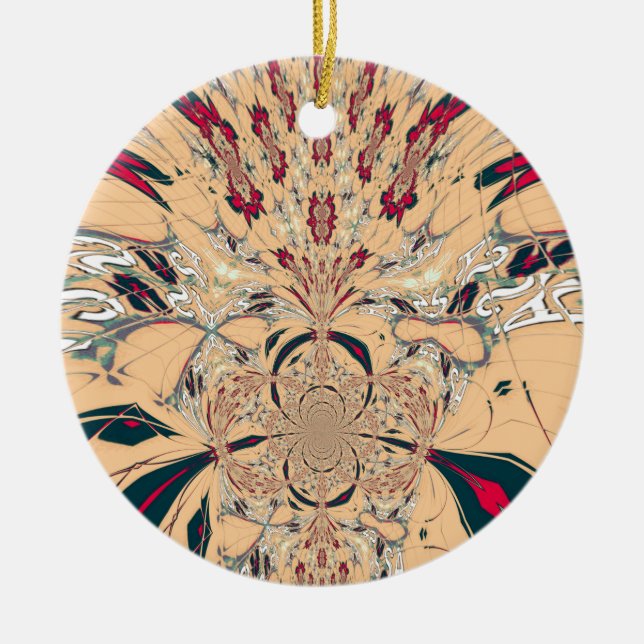 Vibrant African Kaleidoscope: A Peachy Delight Ceramic Ornament (Front)