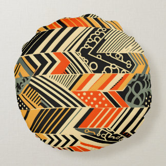 Vibrant African Pattern Round Cushion