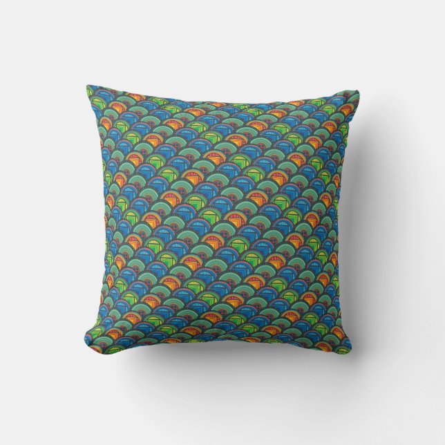 Vibrant African Textiles: Mixing Pattern Scales Cushion (Front)