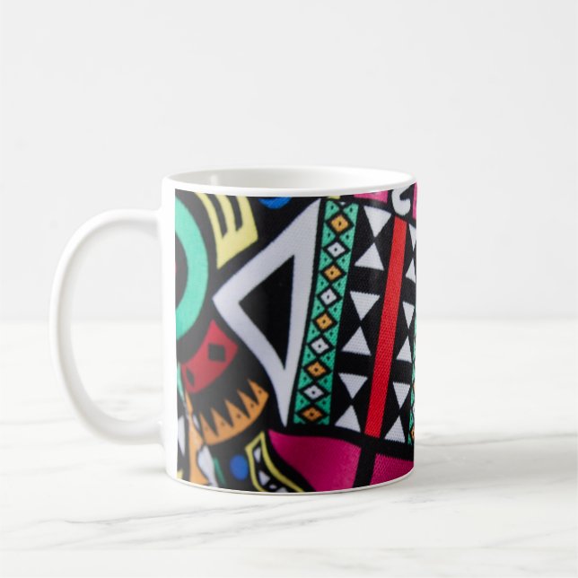 Vibrant Afro-Centric Geometric Pattern – Bold Trib Coffee Mug (Left)