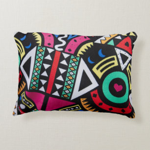 Vibrant Afro-Centric Geometric Pattern – Bold Trib Decorative Cushion
