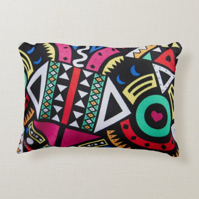 Vibrant Afro-Centric Geometric Pattern – Bold Trib Decorative Cushion (Back)
