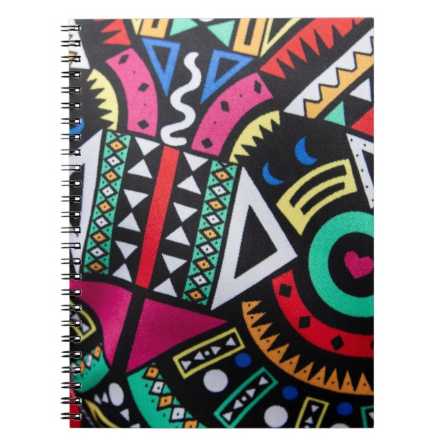 Vibrant Afro-Centric Geometric Pattern – Bold Trib Notebook (Front)