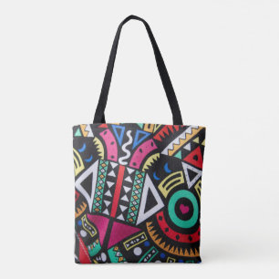 Vibrant Afro-Centric Geometric Pattern – Bold Trib Tote Bag