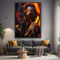 Vibrant Afrocentric Abstract Portrait Art