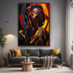 Vibrant Afrocentric Abstract Portrait Art Poster