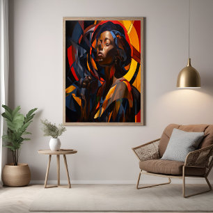 Vibrant Afrocentric Abstract Portrait Art Poster