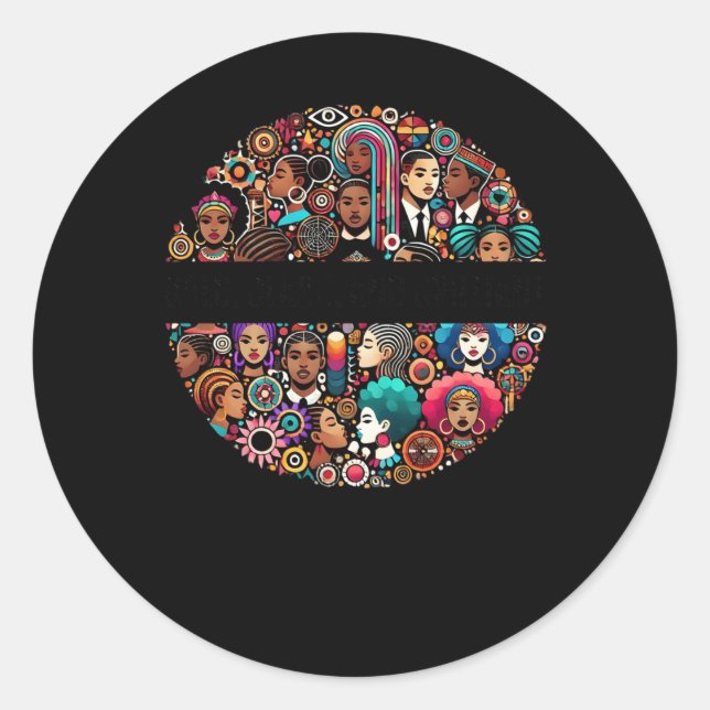 Vibrant Afrocentric Mosaic.  Classic Round Sticker (Front)