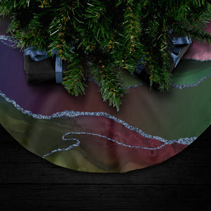Vibrant Agate   Rich Pink and Green Jewel Tone Brushed Polyester Tree Skirt