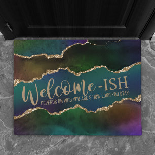 Vibrant Agate   Rich Pink and Green Jewel Tone Doormat