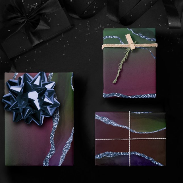 Vibrant Agate | Rich Pink and Green Jewel Tone Wrapping Paper Sheet (Creator Uploaded)